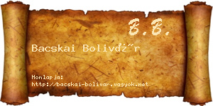 Bacskai Bolivár névjegykártya